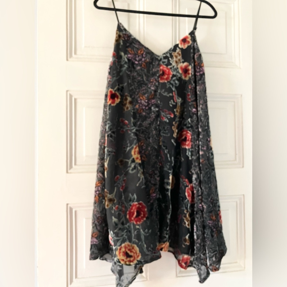 ERI + ALI ( Anthropologie ) Gorgeous burn out “velvet” floral dress semi sheer.